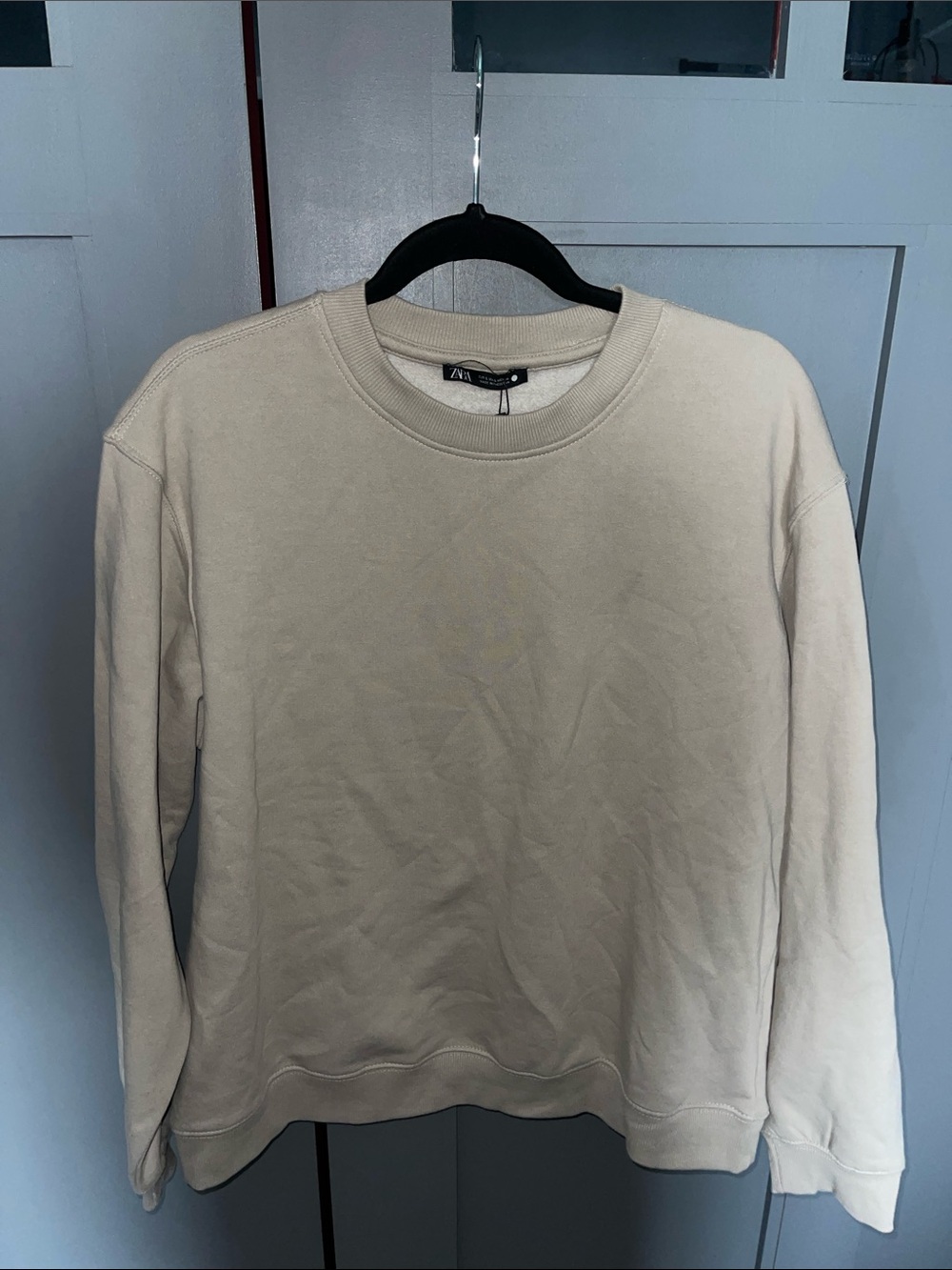 Zara Men Neutral Cream Crewneck Sweatshirt